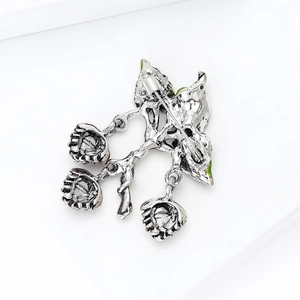 Vintage silver enamel flower hazelnut brooch with secure pin clasp for women clothing