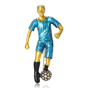 Creative Soccer Player Athlete Figure Brooch Alloy Enamel Drip Oil Sporty Lapel Pin For Men Women Clothing Decoration Jewelry