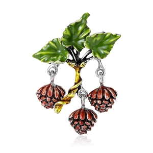 Creative Alloy Enamel Hazelnut Brooch Pin For Women Natural Fruit Pinecone Style Clothing Corsage Elegant Jewelry Gift
