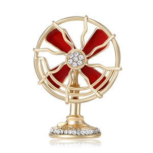 Spilla Ventilatore Elettrico in Lega Vintage Smalto Strass Gioielli Stile Industriale Creativo per Donna Accessorio