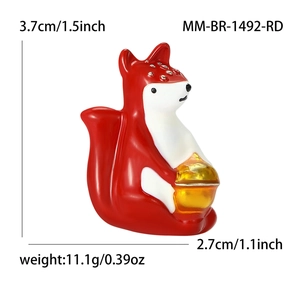 Broche renard rouge dessin animé avec lingot d'or et spécifications de taille