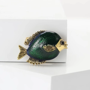 Broche Poisson-clown Vintage en Alliage Émaillé pour Hommes Femmes Dessin Animé Poisson Tropical Épinglette Strass Bijoux Cadeau
