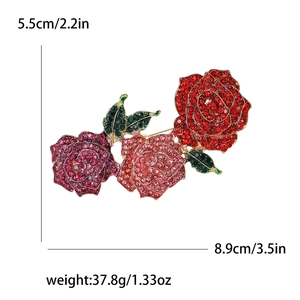 Spécifications de taille pour la broche rose en strass avec les mesures de dimensions