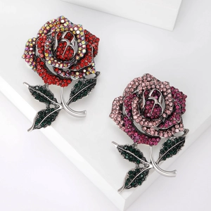 Elegant Alloy Rhinestone Rose Brooch Pin For Women Korean Style Floral Corset Accessory Wedding Party Decoration Jewelry