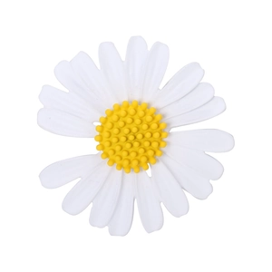 Spilla minimalista a margherita con petali bianchi e pistillo giallo da donna