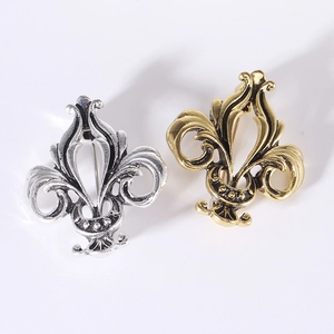 Vintage fleur-de-lis brooches in antique gold and silver finishes for clothing