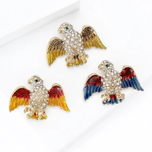 Vintage Alloy Rhinestone Eagle Brooch For Women Men Fashion Enamel Animal Lapel Pin Jewelry For Party Wedding Gift