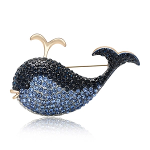 Élégante Broche Baleine en Alliage Avec Strass Bleu Dégradé Design Animalier pour Accessoires de Vêtements et Épingles à Écharpe