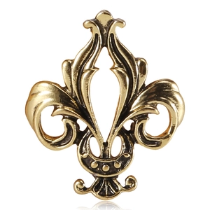 Vintage European Palace Fleur-de-lis Brooch For Women Men Alloy Rhinestone Antique Gold Silver Lapel Pin Fashion Jewelry Accessory