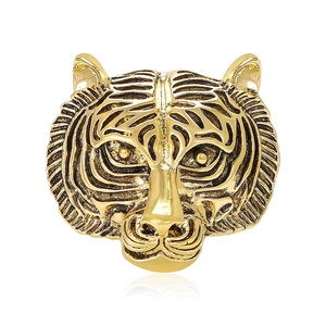 Vintage Alloy Tiger Head Brooch Creative Relief Design Fashion Animal Lapel Pin Gold Silver Color Clothing Decoration For Women