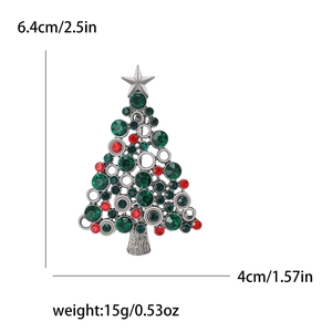 Fashion alloy Christmas tree brooch with multicolored rhinestones and star top