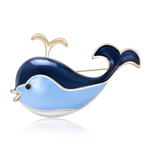 Broche Baleine en Émail Dessin Animé en Alliage Animal Strass Épingle pour Femme Accessoires de Mode Bijoux Décoration Cadeau