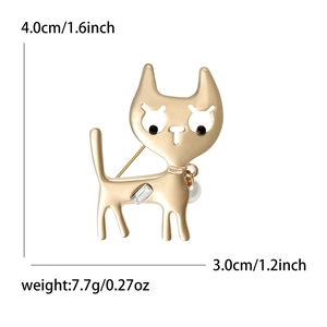 Détails de la broche chat indiquant la hauteur de 4,0 cm et un poids total de 7,7 g