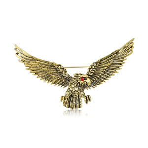 Vintage Alloy Eagle Brooch For Men Antique Gold Silver Plated Rhinestone Animal Pin Suits Accessories Fashion Jewelry Gift