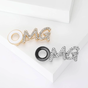 Retro Alloy OMG Letter Brooch For Women Sparkling Rhinestone Enamel Suit Pin Fashion Elegant Dress Accessory Jewelry Gift