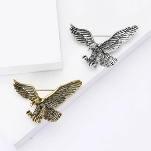 Vintage eagle brooch set in gold and silver finish for men's suit and coats