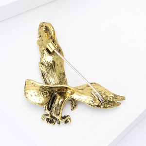 Spilla aquila vintage in argento S925 dorato per accessorio da abito e cappotto uomo