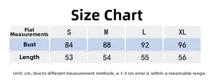 Size chart for backless yoga tank top with bust and length measurements in centimeters