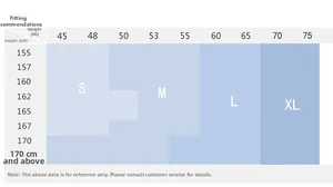 Detailed size chart for women's yoga shirts showing measurements for S to XL sizes
