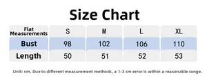 Größentabelle mit Brust- und Längenmaßen in cm für das Damen Yoga Sport T-Shirt