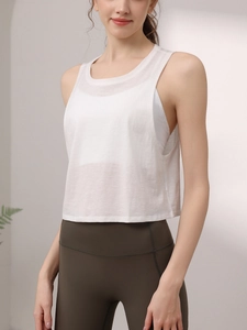 Atmungsaktives Damen-Yoga-Westen-Set aus Tencel-Baumwolle mit weißem Top und olivgrüner Leggings