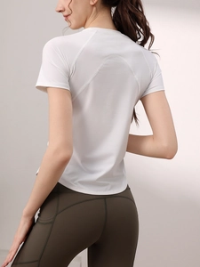 T-Shirt da Yoga da Donna Slim Fit ad Asciugatura Rapida Professionale in Nylon Spandex con Maniche Raglan Top Sportivo per Fitness