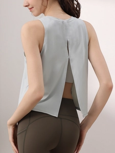 Canotta Sportiva da Donna Senza Maniche ad Asciugatura Rapida in Nylon Spandex Larga con Schiena Scoperta Maglia da Yoga per Corsa Fitness Palestra Top