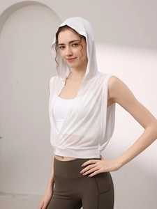 Débardeur de Sport à Capuche en Lyocell Polyester pour Femmes Haut sans Manches Décontracté pour Yoga Course Fitness