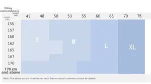 Size guide table for women's high-waisted gym leggings showing height and weight in cm and kg