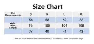 Guide des tailles du short de sport 2 en 1 taille haute avec mesures S-XL