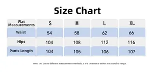 Detailed size chart for high waist yoga sports pants showing waist, hip, and length