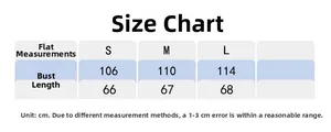 Detailed size chart for yoga top showing bust and length measurements in centimeters