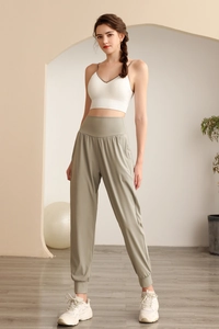 Pantaloni da jogging a vita alta con polsini alle caviglie per fitness e attività di yoga