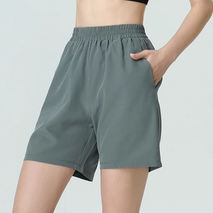Women's High Waist Elastic Sports Shorts Loose Quick Dry Fitness Yoga Running Athletic Shorts With Pockets