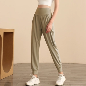Pantaloni Sportivi da Donna a Vita Alta in Nylon Spandex Larghi per Yoga Corsa Con Tasche Casual Tuta per Palestra Quotidiana
