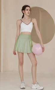 Gonna da tennis a pieghe a vita alta con tasche e pantaloncini interni per fitness e yoga