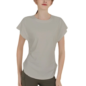 Women's light grey snowflake cotton slim fit sports t-shirt for yoga and fitness