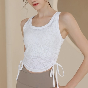 Débardeur de sport en maille jacquard blanche avec cordons latéraux et texture légère