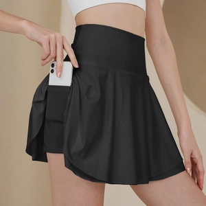 Gonna pantalone sportiva nera a vita alta con tasca interna per cellulare fitness