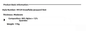 Spécifications du tissu du débardeur de sport en nylon jacquard avec poids de 170g