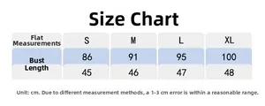 Size chart for women's sports tank top showing bust and length measurements in cm