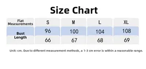 Detailed size chart for women's yoga t-shirt showing bust and length in cm