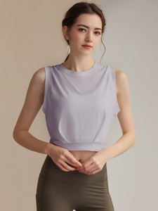 Women's loose lilac workout crop top and olive green high waist yoga leggings set