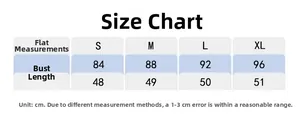 Size chart for yoga t-shirt showing bust and length measurements from S to XL in cm