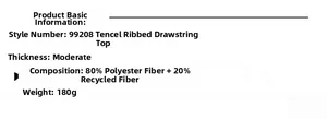 Specifications for the yoga top featuring material composition and weight 180G