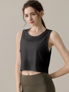 Débardeur de sport noir pour femme haut de yoga ample avec texture géométrique brûlée