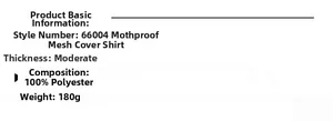 Detail showing 100% polyester fabric specifications for yoga mesh cover-up top