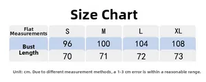 Size chart for women's loose fitness tank top showing bust and length in cm