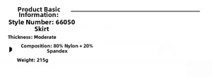 Spécifications de la jupe de sport pour femme en 80% nylon et 20% élasthanne, 215g