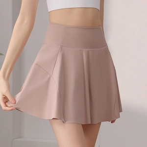 Hoch taillierter Tennisrock in Mauve-Rosa, elastischer schnell trocknender Sportrock für Yoga